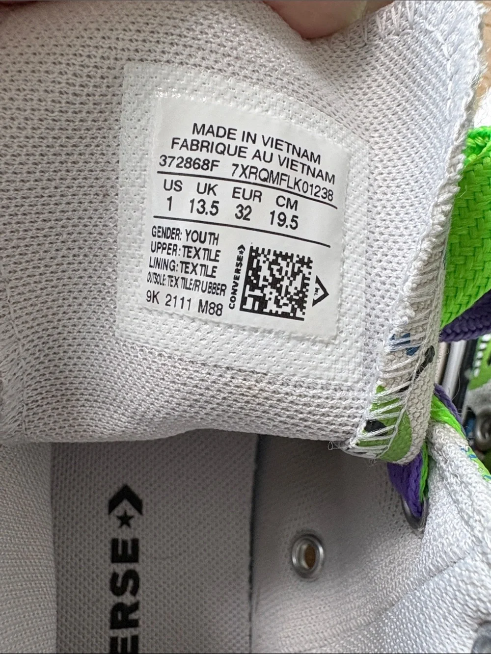 Converse Kids High-Top Sneakers in Green with Alien Print size 1